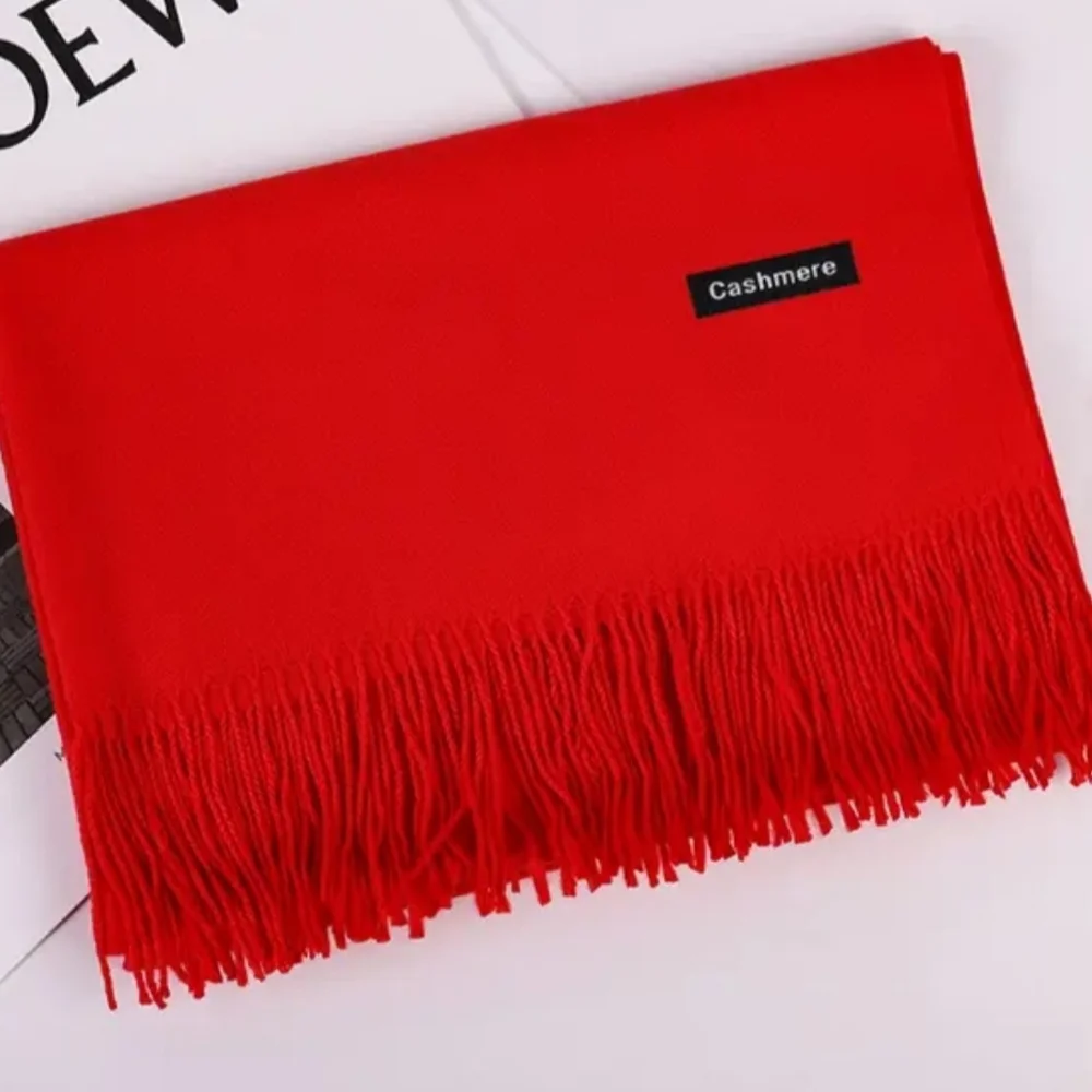 Vibrant Red Cashmere Scarf - Picture 2 of 2